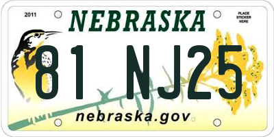 NE license plate 81NJ25