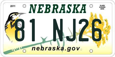 NE license plate 81NJ26