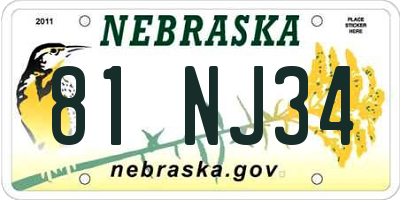 NE license plate 81NJ34