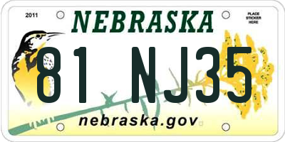 NE license plate 81NJ35