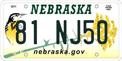 NE license plate 81NJ50