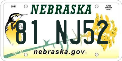 NE license plate 81NJ52