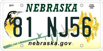 NE license plate 81NJ56