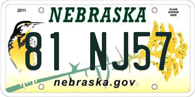 NE license plate 81NJ57