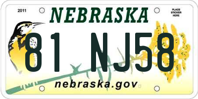 NE license plate 81NJ58
