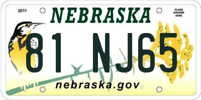 NE license plate 81NJ65