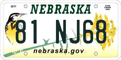 NE license plate 81NJ68