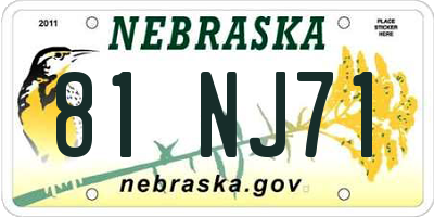 NE license plate 81NJ71