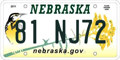 NE license plate 81NJ72