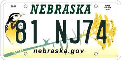 NE license plate 81NJ74