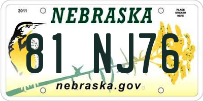 NE license plate 81NJ76