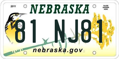 NE license plate 81NJ81