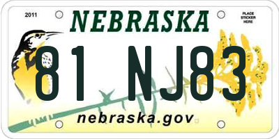 NE license plate 81NJ83