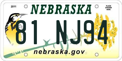 NE license plate 81NJ94