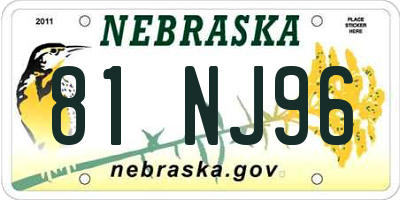 NE license plate 81NJ96