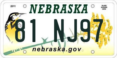 NE license plate 81NJ97