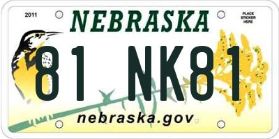 NE license plate 81NK81