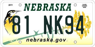 NE license plate 81NK94