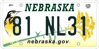 NE license plate 81NL31