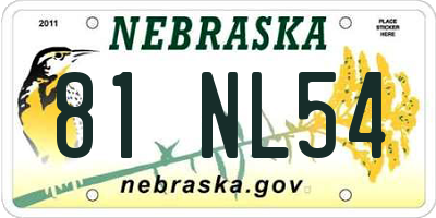 NE license plate 81NL54