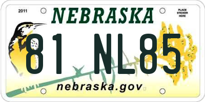 NE license plate 81NL85