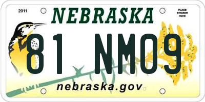 NE license plate 81NM09