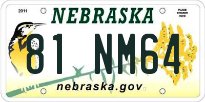 NE license plate 81NM64