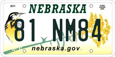 NE license plate 81NM84