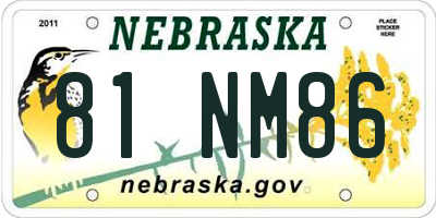 NE license plate 81NM86