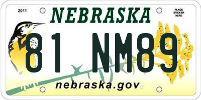 NE license plate 81NM89