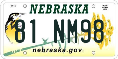 NE license plate 81NM98