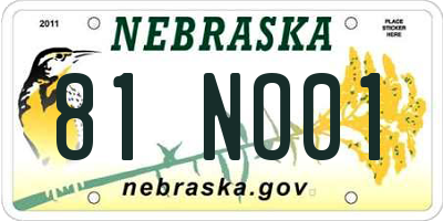 NE license plate 81NO01