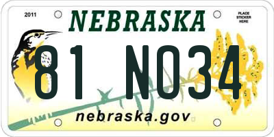 NE license plate 81NO34