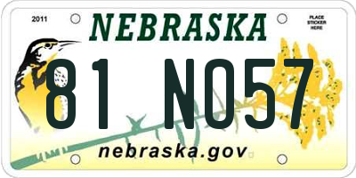NE license plate 81NO57