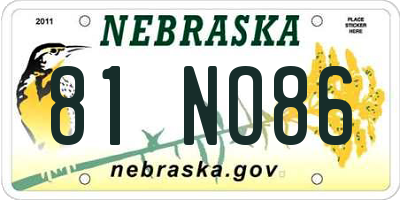 NE license plate 81NO86