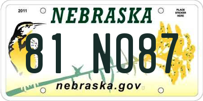 NE license plate 81NO87