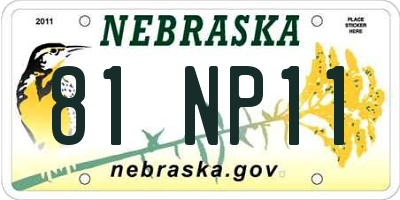 NE license plate 81NP11