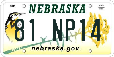 NE license plate 81NP14