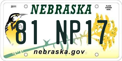 NE license plate 81NP17