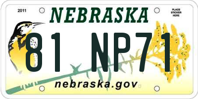 NE license plate 81NP71