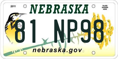 NE license plate 81NP98