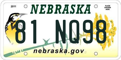 NE license plate 81NQ98