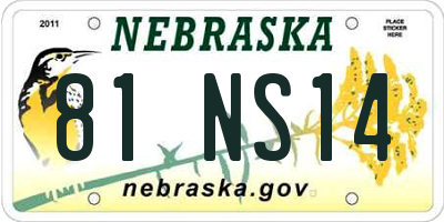 NE license plate 81NS14
