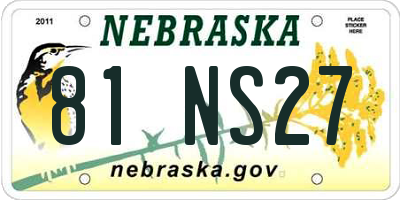 NE license plate 81NS27