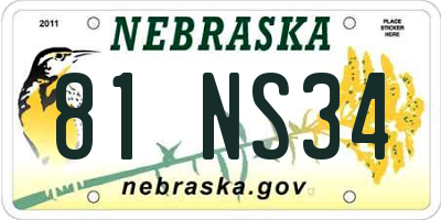 NE license plate 81NS34