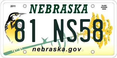 NE license plate 81NS58