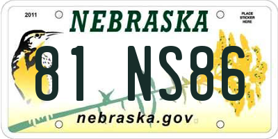 NE license plate 81NS86