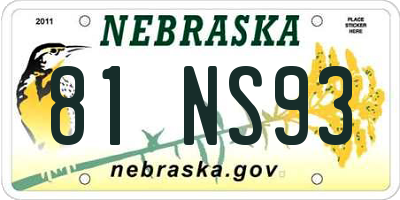 NE license plate 81NS93