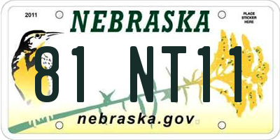 NE license plate 81NT11