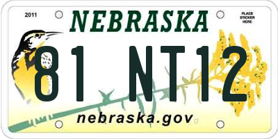 NE license plate 81NT12
